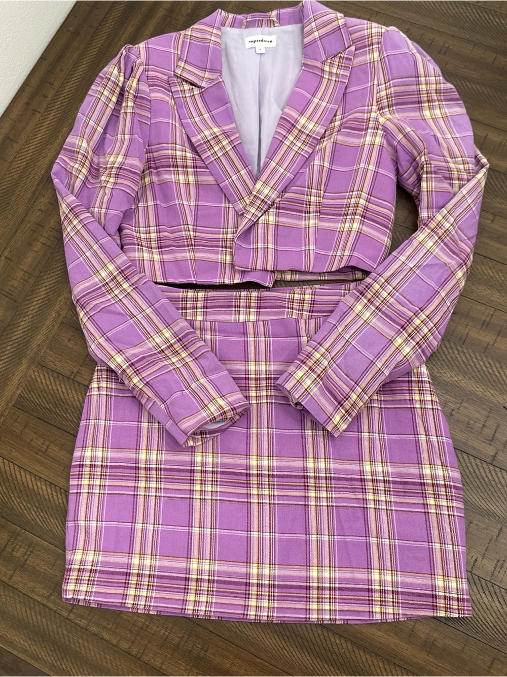 superdown Lavender Plaid Skirt
